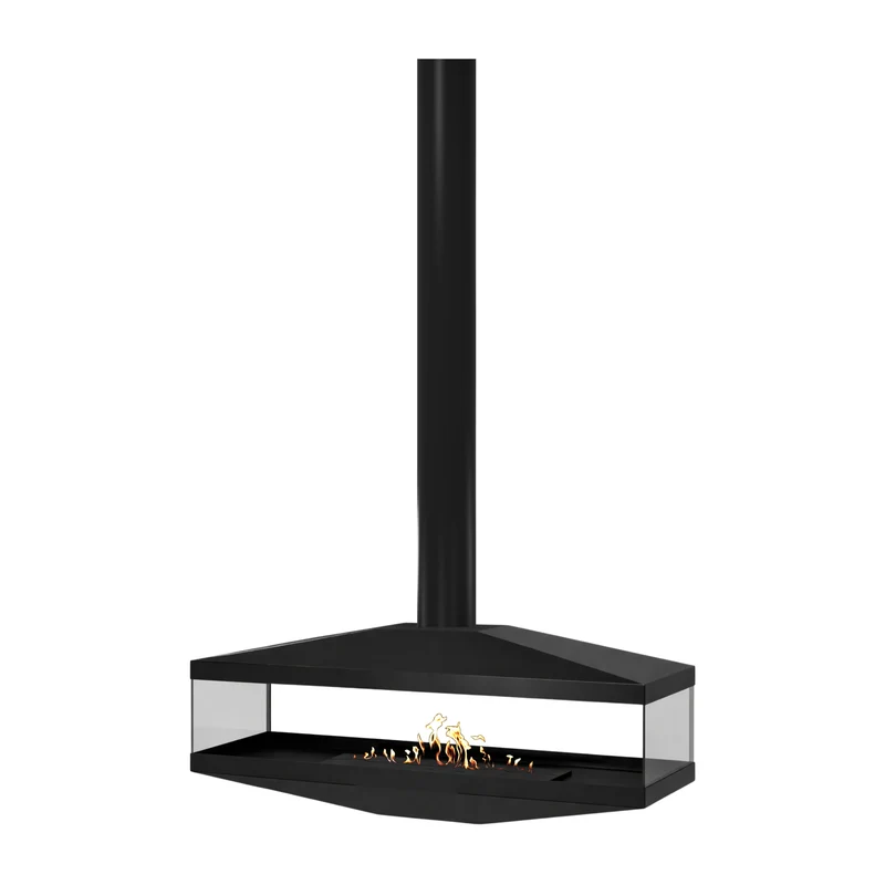 Aura Tube Zwart Doorkijk Bio-ethanol Plafondhaard 120 cm – Wild Flame