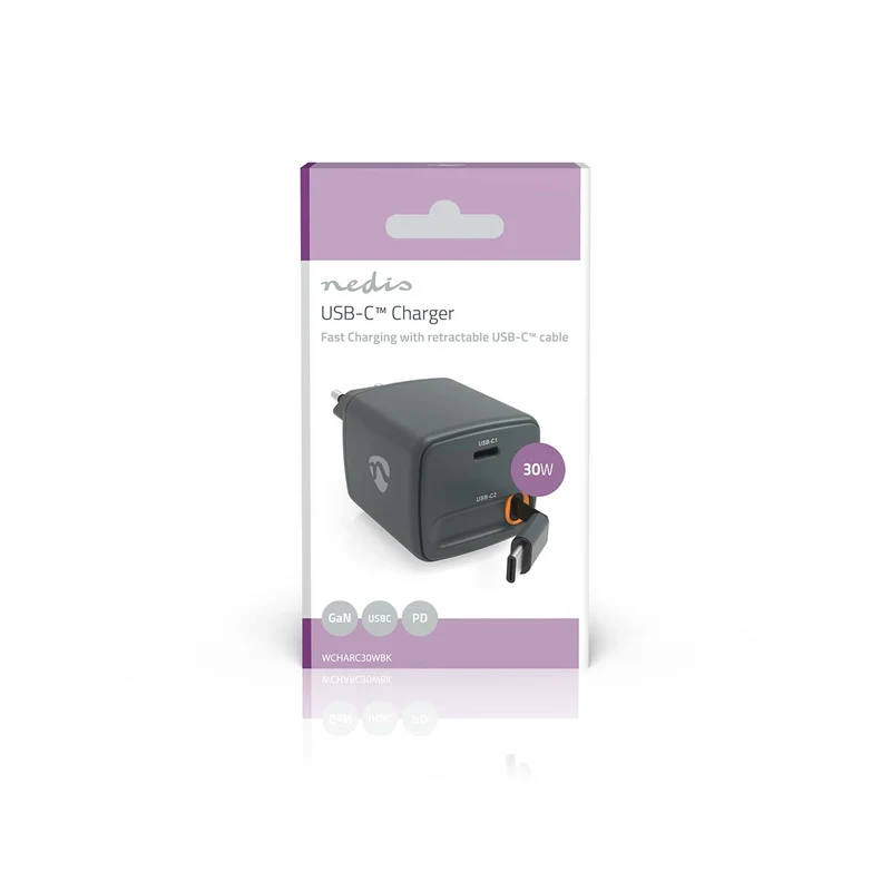 Oplader 30W - Met intrekbare kabel - GaN