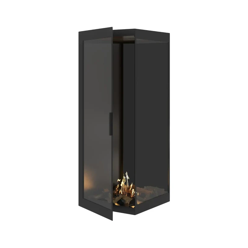 Base Bio-ethanol Verticale Inbouw Hoekhaard Rechts – Volledig Glas – 60 x 140 cm | Wild Flame