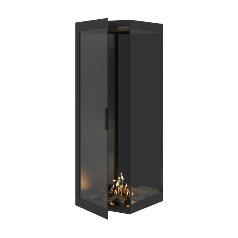 Base Bio-ethanol Verticale Inbouw Hoekhaard Rechts – Volledig Glas – 60 x 160 cm | Wild Flame