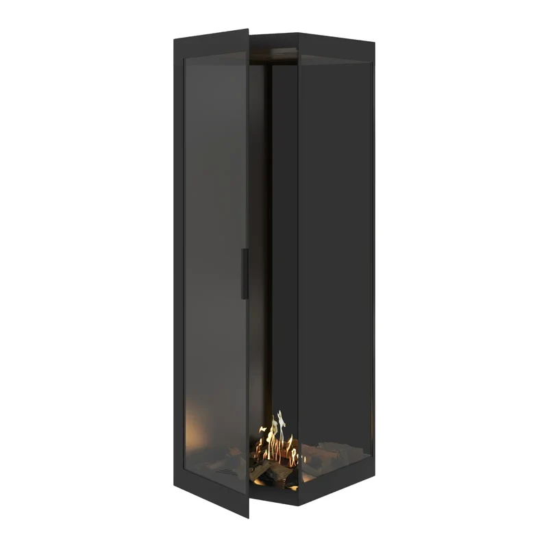 Base Bio-ethanol Verticale Inbouw Hoekhaard Rechts – Volledig Glas – 60 x 180 cm | Wild Flame
