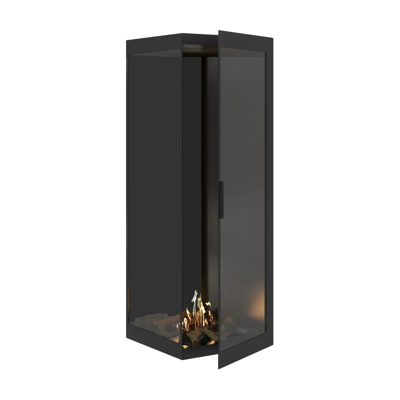 Base Bio-ethanol Verticale Inbouw Hoekhaard Links – Volledig Glas – 60 x 160 cm | Wild Flame