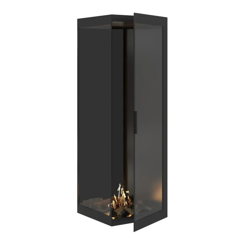 Base Bio-ethanol Verticale Hoek Inbouwhaard Links – Volledig Glas – 60 x 180 cm | Wild Flame