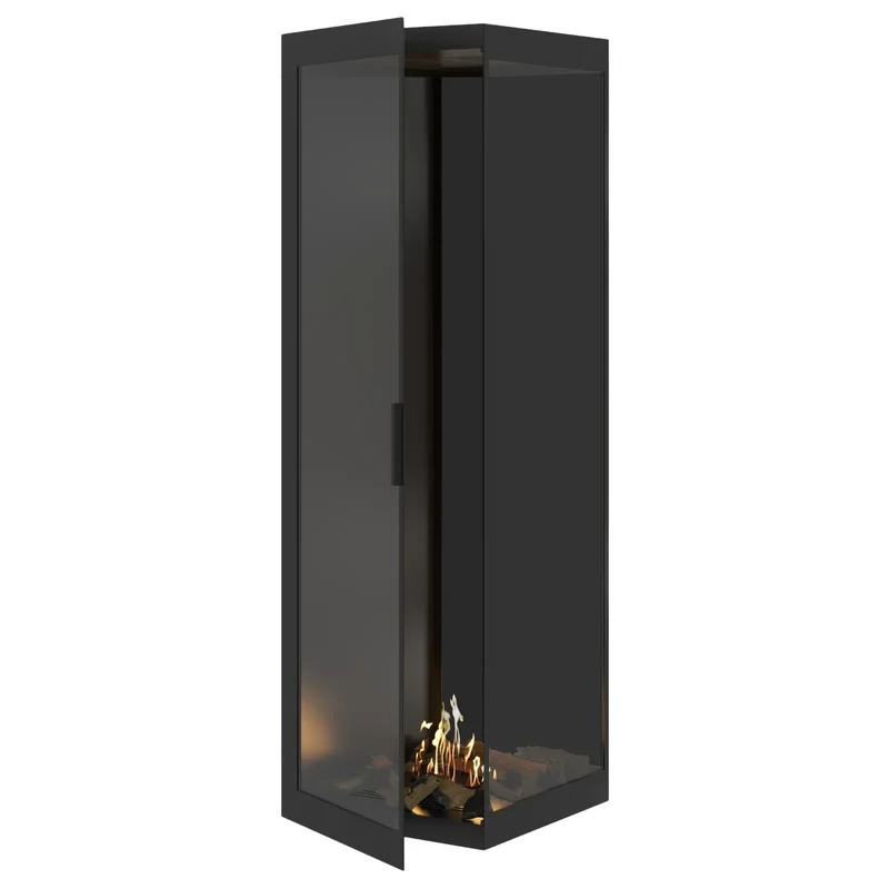 Base Bio-ethanol Verticale Inbouw Hoekhaard Rechts – Volledig Glas – 60 x 200 cm | Wild Flame
