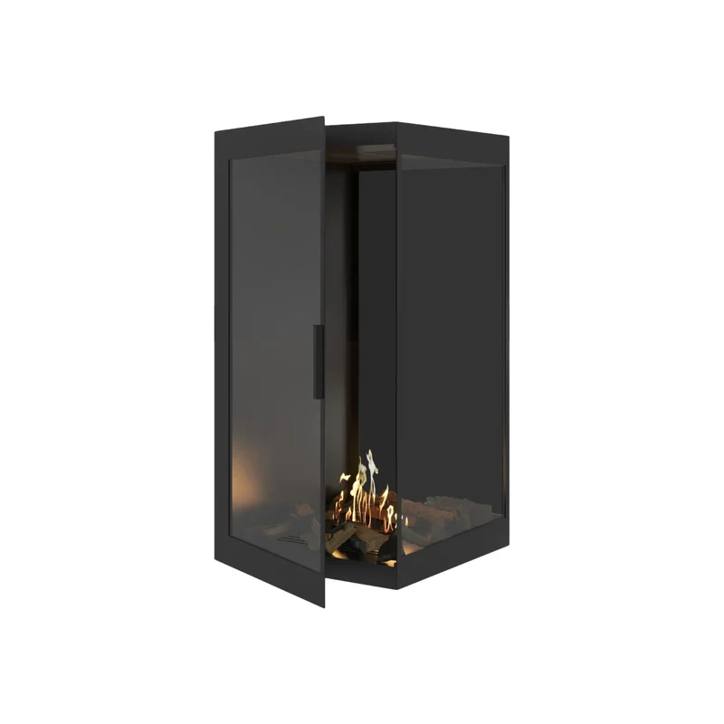 Base Bio-ethanol Verticale Inbouw Hoekhaard Rechts – Volledig Glas – 70 x 100 cm | Wild Flame