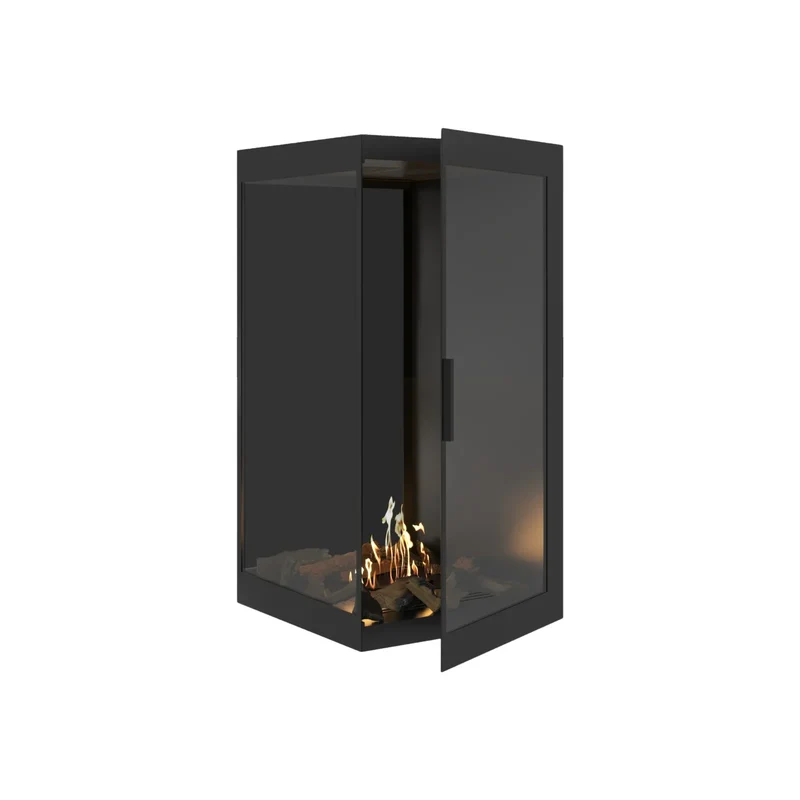 Base Bio-ethanol Verticale Inbouw Hoekhaard Links – Volledig Glas – 70 x 100 cm | Wild Flame