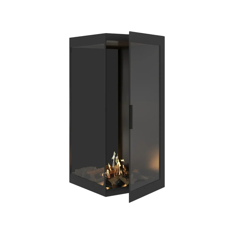 Base Bio-ethanol Verticale Inbouw Hoekhaard Links – Volledig Glas – 70 x 120 cm | Wild Flame