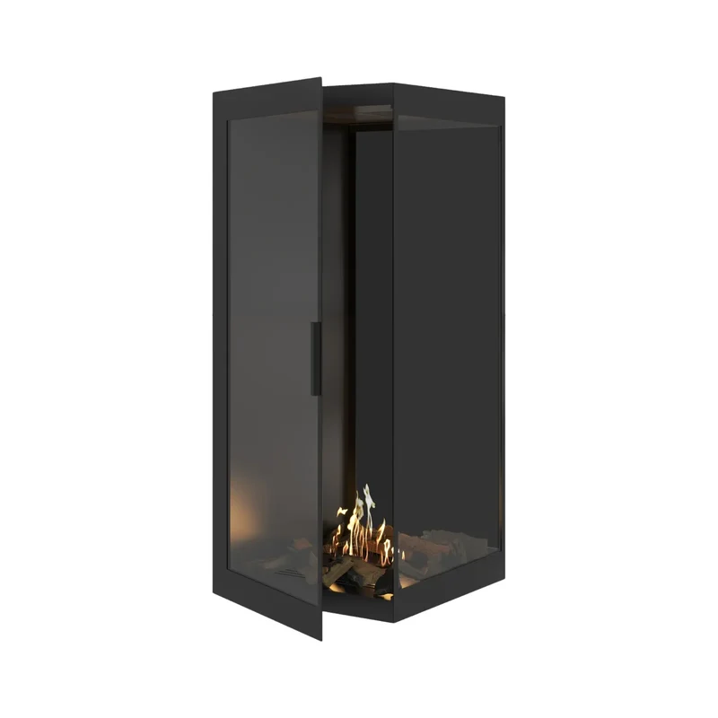 Base Bio-ethanol Verticale Inbouw Hoekhaard Rechts – Volledig Glas – 70 x 140 cm | Wild Flame