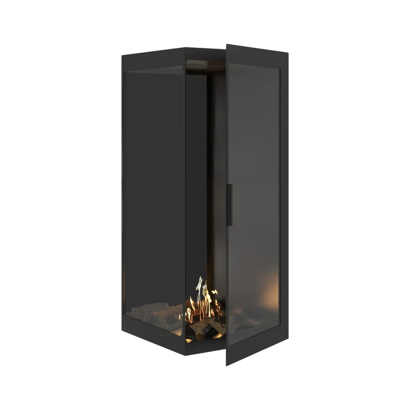 Base Bio-ethanol Verticale Inbouw Hoekhaard Links – Volledig Glas – 70 x 140 cm | Wild Flame