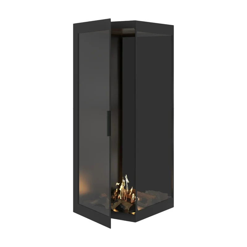 Base Bio-ethanol Verticale Inbouw Hoekhaard Rechts – Volledig Glas – 70 x 160 cm | Wild Flame