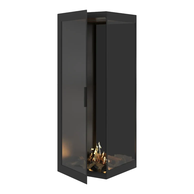 Base Bio-ethanol Verticale Inbouw Hoekhaard Rechts – Volledig Glas – 70 x 180 cm | Wild Flame