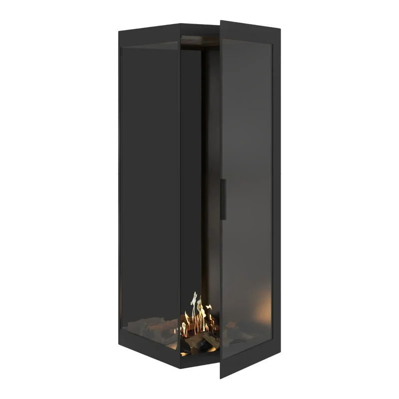 Base Bio-ethanol Verticale Hoek Inbouwhaard Links – Volledig Glas – 70 x 180 cm | Wild Flame