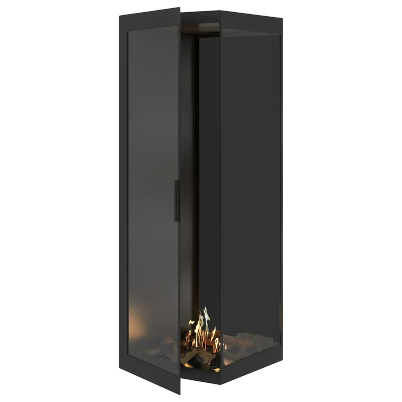 Base Verticale Bio-ethanol Inbouw Hoekhaard Rechts – Volledig Glas – 70 x 200 cm | Wild Flame