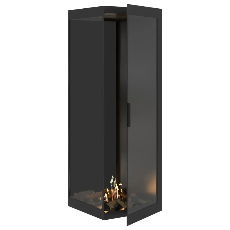 Bio-ethanol Inbouw Hoekhaard Links Base Verticaal – Volledig Glas – 70 x 200 cm | Wild Flame