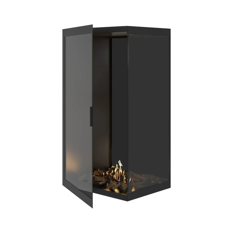 Bio-ethanol Verticale Inbouw Hoekhaard Base Rechts – Volledig Glas – 80 x 140 cm | Wild Flame
