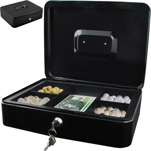 Malatec Grote Geldkist - 30 x 24 x 9 cm - Met Sleutelslot - Zwart