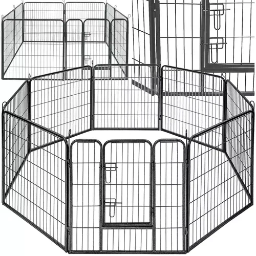 Malatec Dierenren - 8 Panelen - 160 x 160 x 80 cm - Grijs - Veiligheidshek