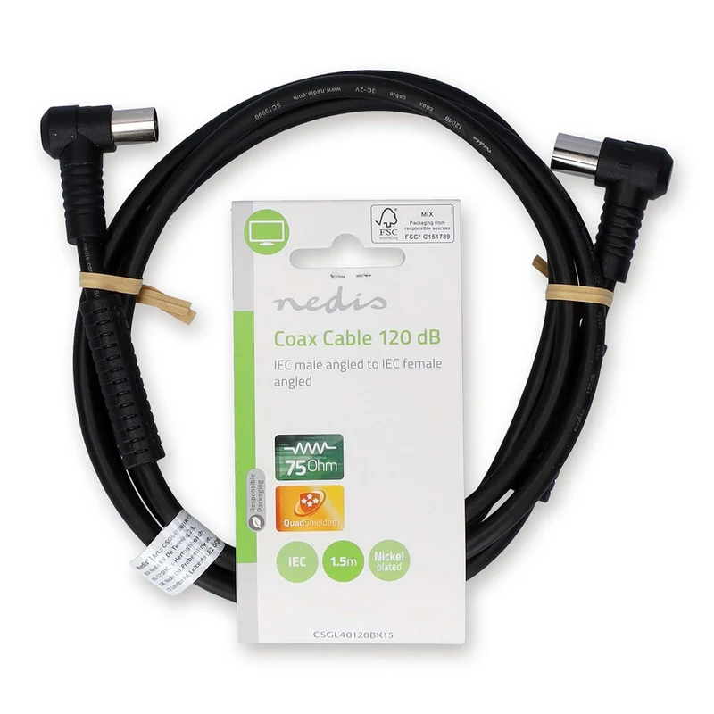 Coaxkabel IEC (Coax) Male - IEC (Coax) Female - Vernikkeld