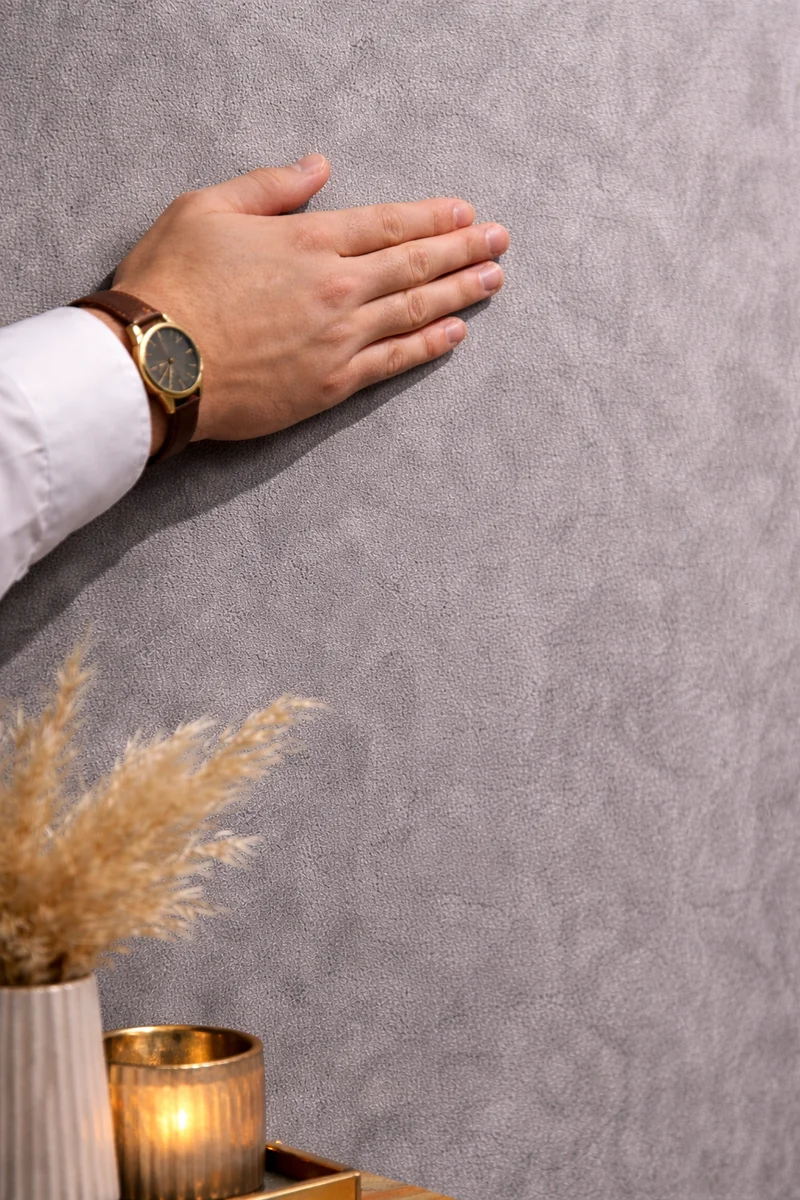 Suede Wandpaneel - Natuurlijke Textuur - 280 x 122cm - Grijs