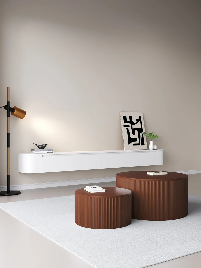 Chic Curve Ronde TV Meubel 180 cm – Zwevend – Wit Mat