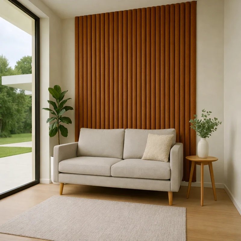 Suède Akoestisch Wandpaneel – Cognac – 280 x 60 cm