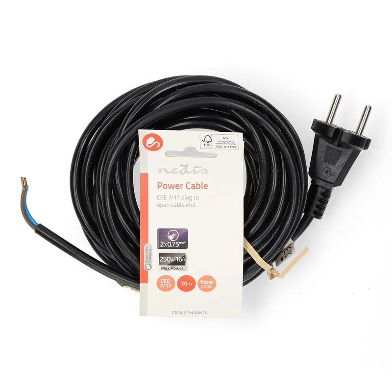 Stroomkabel voor Stofzuiger Euro / Type-C (CEE 7/17) - 250 V AC - 16A