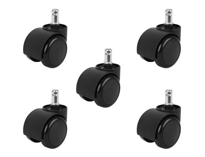 Universele Bureaustoelwielen - 5 Stuks - 11 mm - Zwart