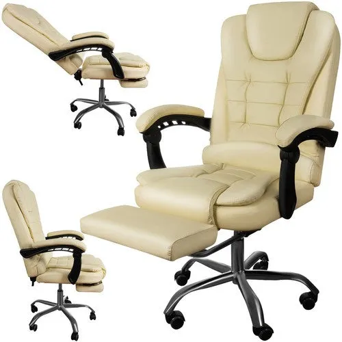 Malatec Bureaustoel met Voetensteun - Ergonomisch - Crème
