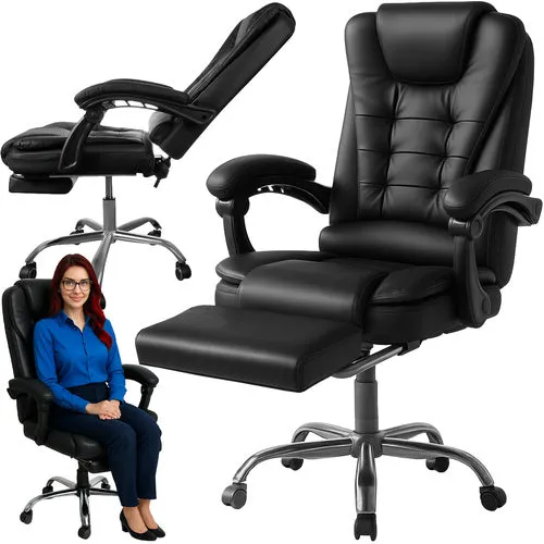 Malatec Bureaustoel met Voetensteun - Ergonomisch - Zwart