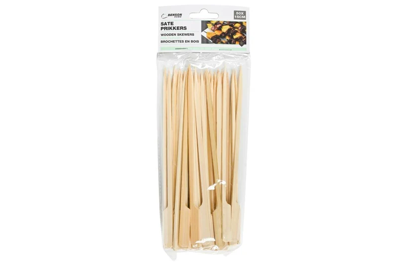Benson Satéprikkers - 15 cm - Vierkant met Greepje - 50 Stuks - Bamboe