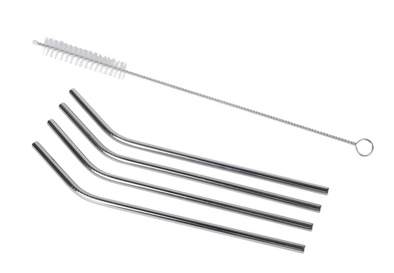 Benson Herbruikbare RVS Rietjes - 21.5 cm - 4 Stuks - Inclusief Afwasborstel