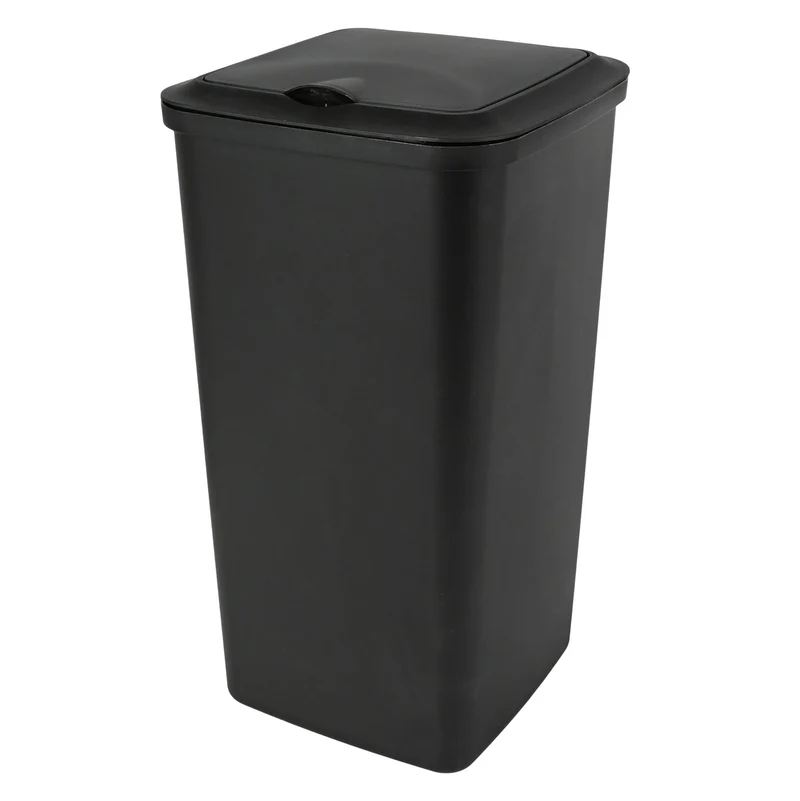 Benson Prullenbak - 10 Liter - Zwart - Met Afneembaar Deksel - 16 x 16 x 36 cm