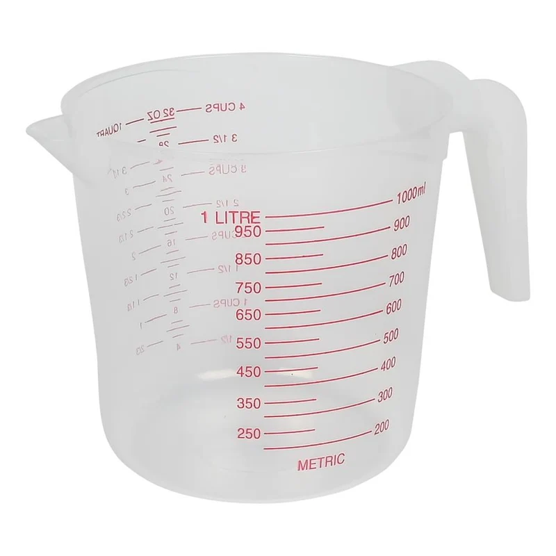 Benson Transparante Maatbeker - 1000 ml - Plastic - Duidelijke Maataanduiding - Vaatwasserbestendig