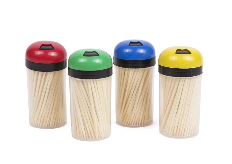 Benson Cocktailprikkers in Dispensers - 4 x 150 Stuks - Hout - 6,5 cm - Set van 600 stuks