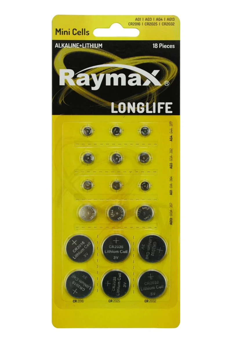 Raymax Knoopcel Batterijen Assortiment - Lithium & Alkaline - 18 stuks