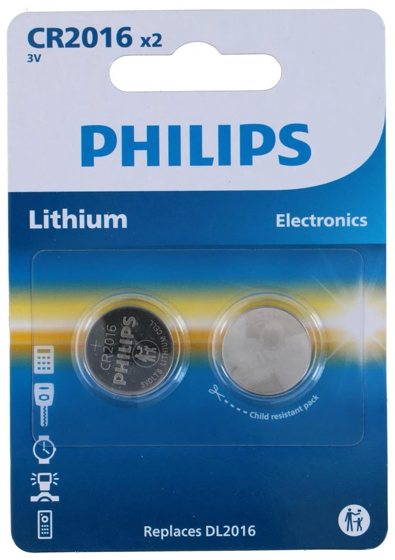 Philips Knoopcelbatterijen - CR2016 - Lithium - 3V - 2 stuks
