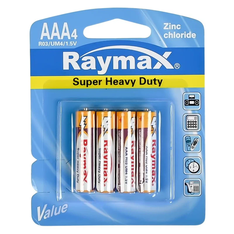 Raymax AAA Batterijen - R03 - 1.5V - 4 stuks - Zink-Carbon