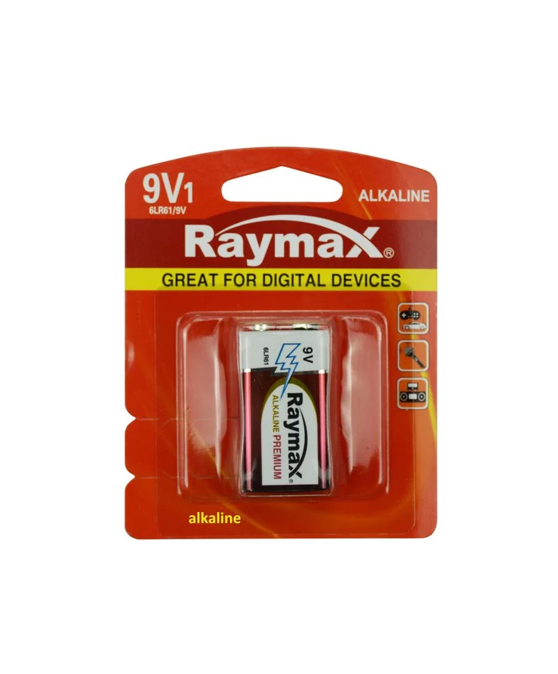 Raymax 9V Batterij - 6LR61 - Blokbatterij - High Power Alkaline