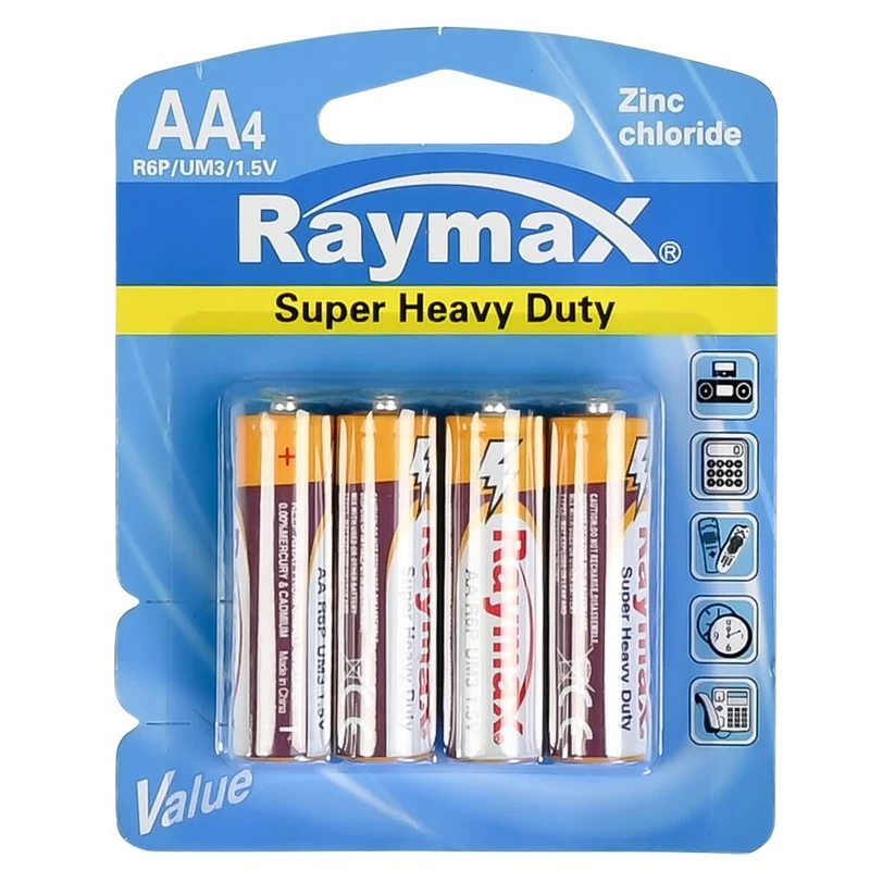 Raymax AA Batterijen - R6P - 1.5V - 4 stuks - Zink-Carbon