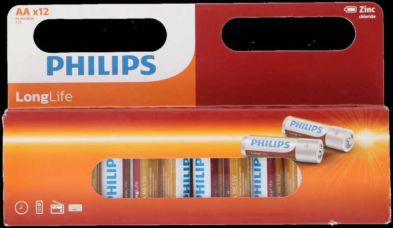 Philips LongLife AA Batterijen - LR6 - 1.5V - 12 stuks - Voordeelverpakking