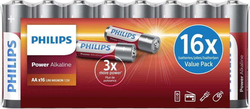 Philips AA Batterijen - LR6 - 1.5V - 16 stuks - Power Alkaline - Voordeelverpakking