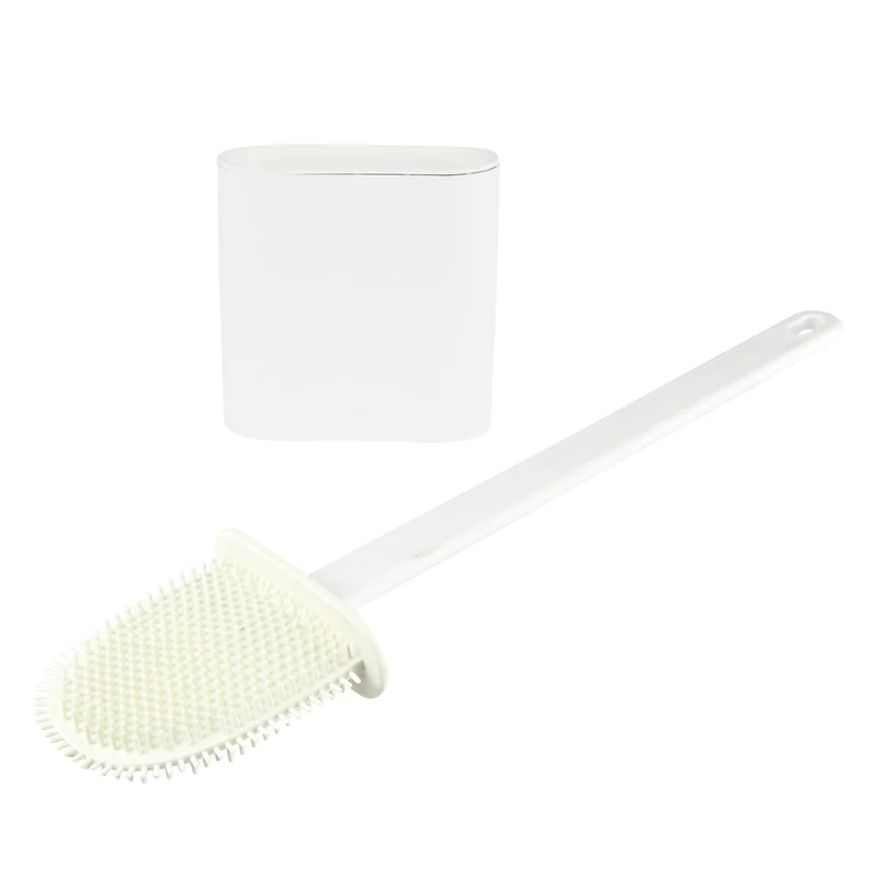 Benson Siliconen Toiletborstel met Houder - Wit - Vierkant - 41 cm