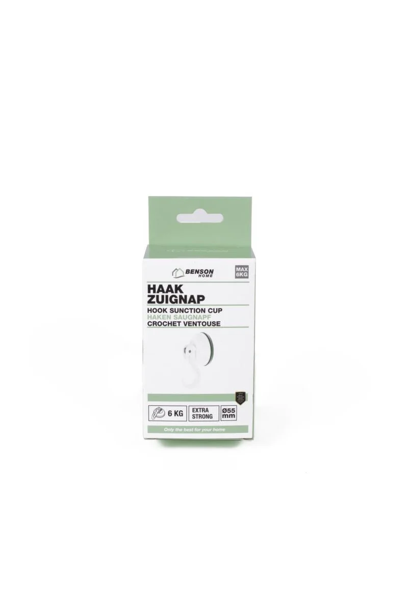 Benson Krachtige Zuignap met Haak - Ø 55 mm - Wit - Max. 6 kg