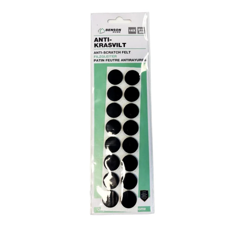 Benson Antikrasvilt - Ø 19 mm - Zwart - Zelfklevend - 16 stuks