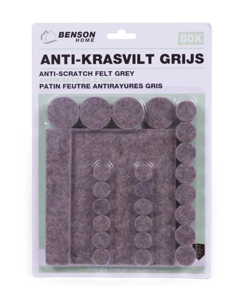 Benson Antikrasvilt Set - 80-delig - Grijs - Diverse Maten - Sterk Klevend