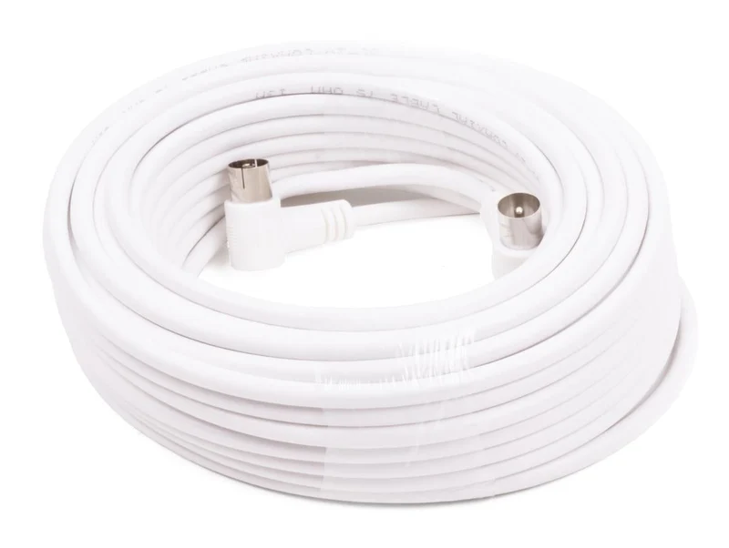 Benson Coax Kabel - 20 meter - Haakse Stekkers - Wit - Flexibel & Storingsvrij