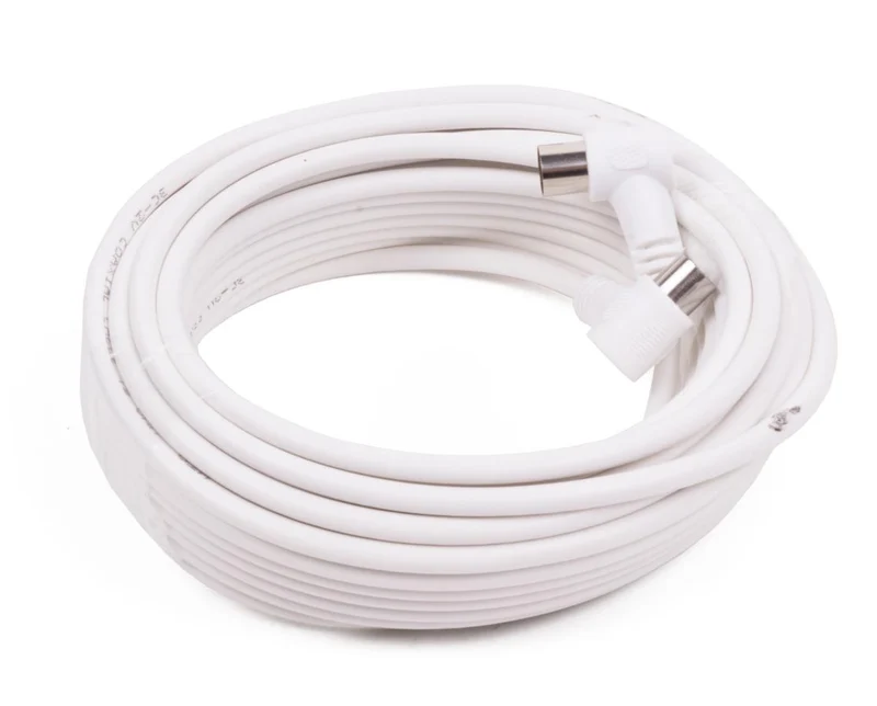 Benson Coax Kabel - 10 meter - Haakse Stekkers - Wit - Flexibel & Duurzaam