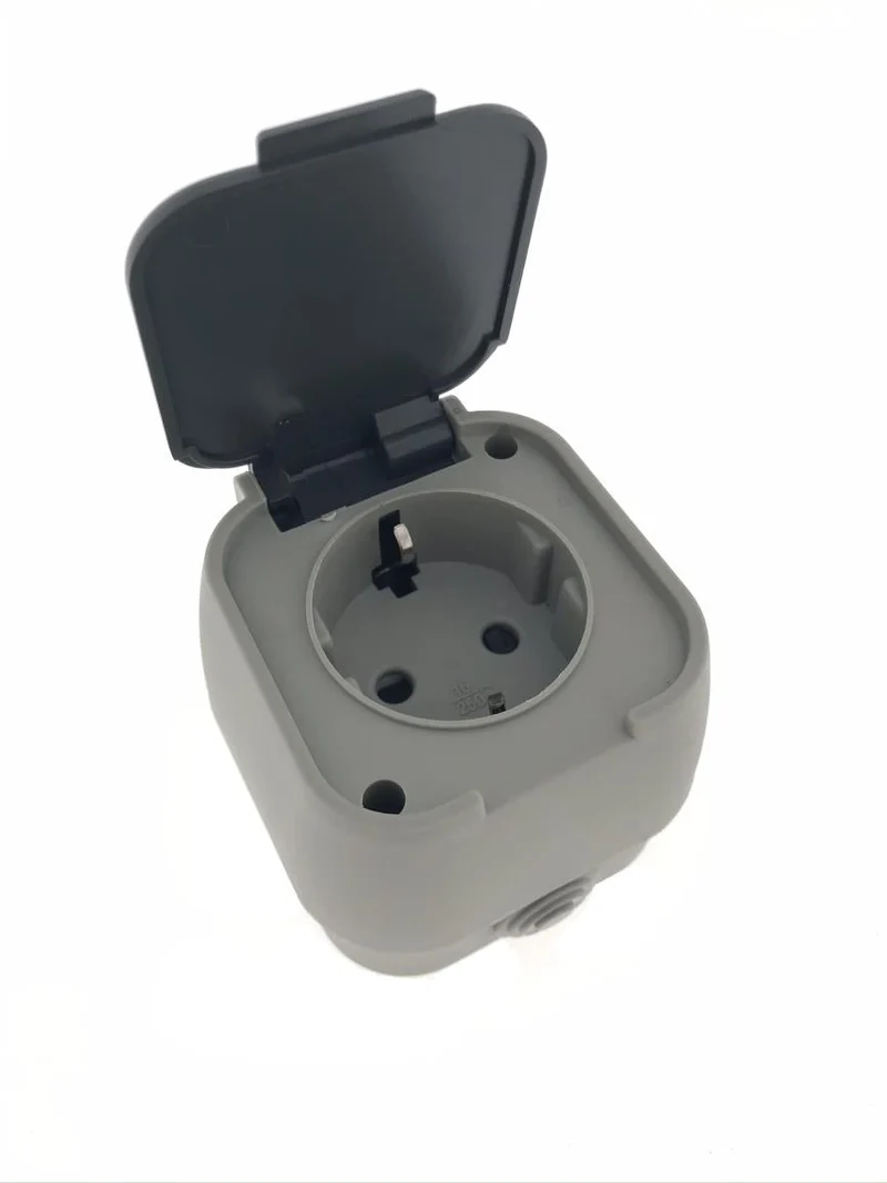 Benson Enkel Buitenstopcontact – IP54 Waterdicht – Grijs/Antraciet