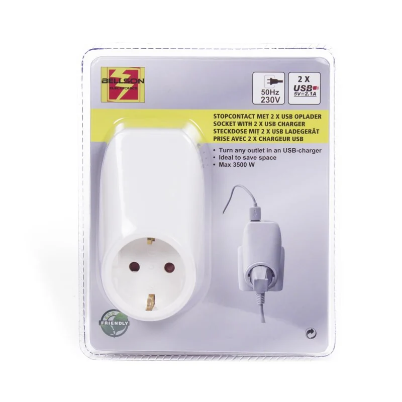 Benson Slimme Wifi-stopcontact met Randaarde - Wit - 3500W - Google Home