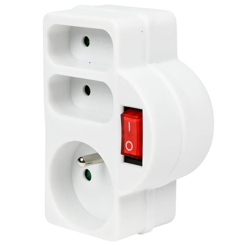 Benson Verloopstekker - 3-weg Splitter met Penaarde - België & Frankrijk - 2300W - Wit